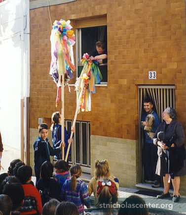 Colorful chickens on poles Colorful chickens on poles