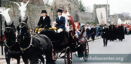 St Nicholas in horse-drawn cart St Nicholas in horse-drawn cart