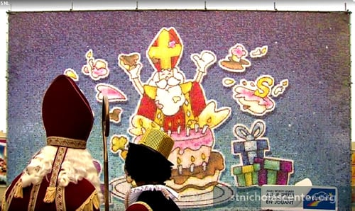 St Nicholas with giant drawing St Nicholas with giant drawing