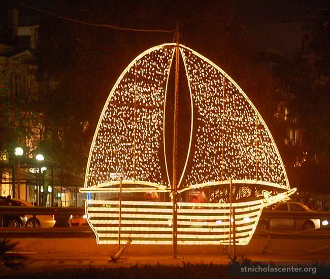 Lighted Christmas boat Lighted Christmas boat