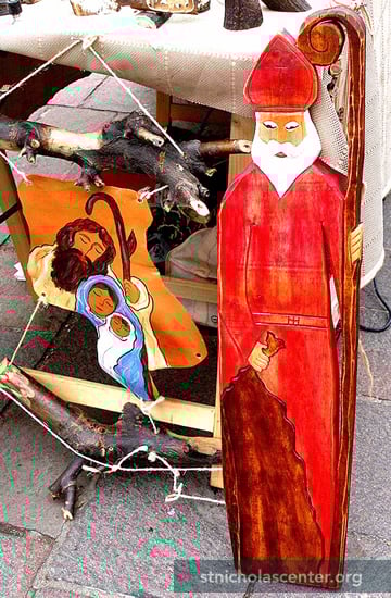 St Nicholas in Christmas market St Nicholas in Christmas market